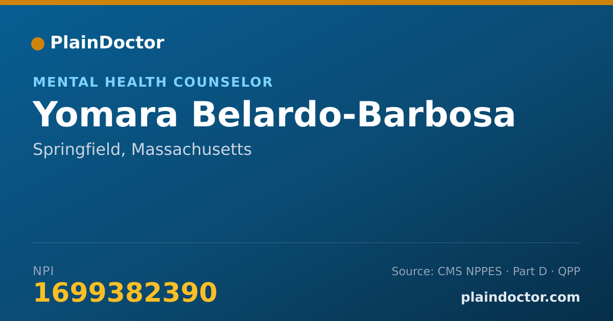 Shareable card for Yomara Belardo-Barbosa - Mental Health Counselor, Springfield, MA