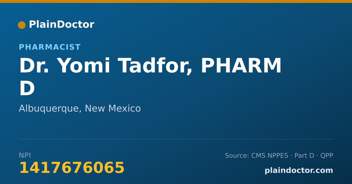 Shareable card for Yomi Tadfor, PHARM D - Pharmacist, Albuquerque, NM