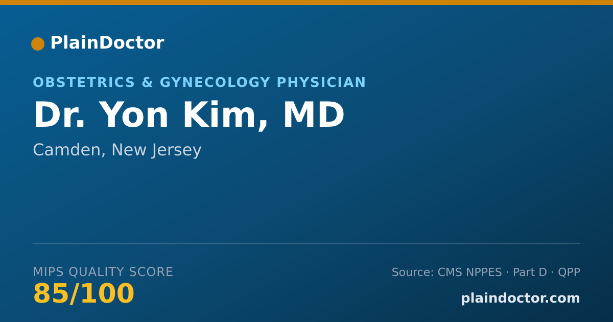 Shareable card for Yon Kim, MD - Obstetrics & Gynecology Physician, Camden, NJ