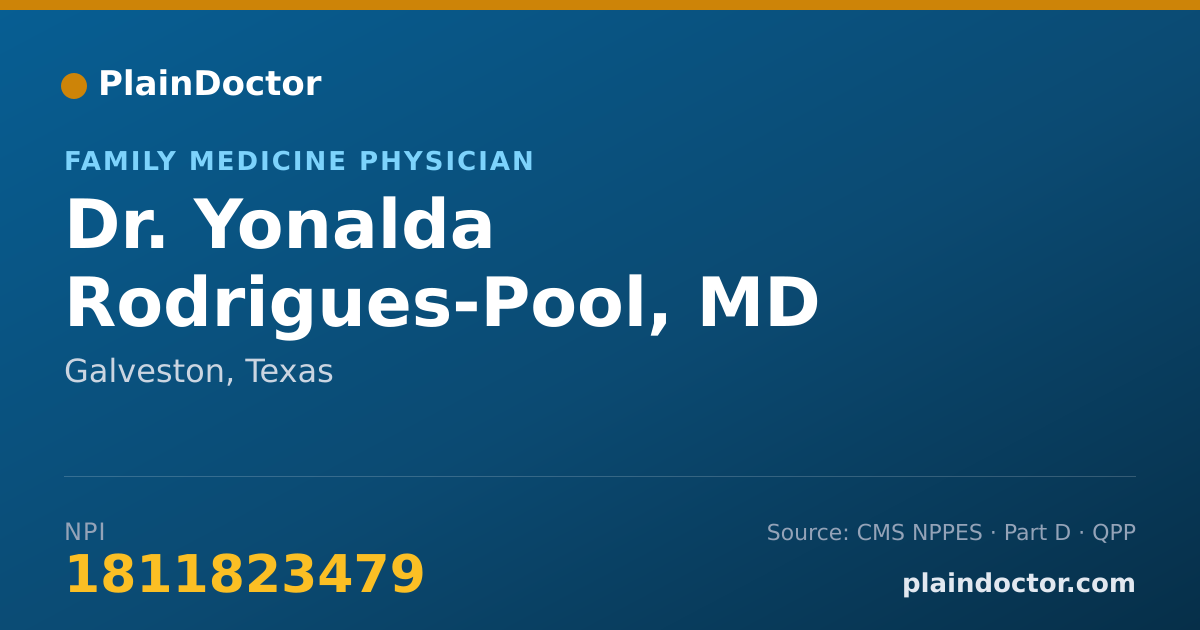 Shareable card for Yonalda Rodrigues-Pool, MD - Family Medicine Physician, Galveston, TX