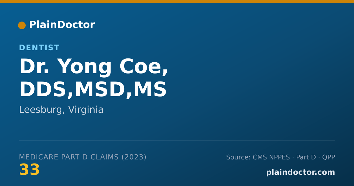 Shareable card for Yong Coe, DDS,MSD,MS - Dentist, Leesburg, VA