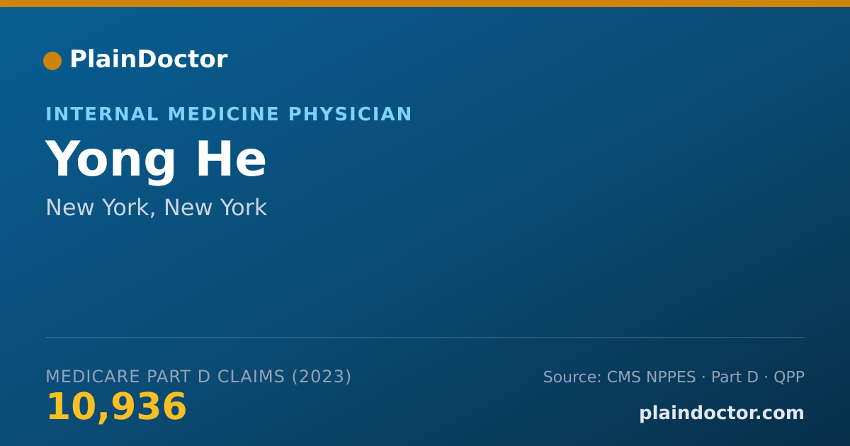 Shareable card for Yong He - Internal Medicine Physician, New York, NY