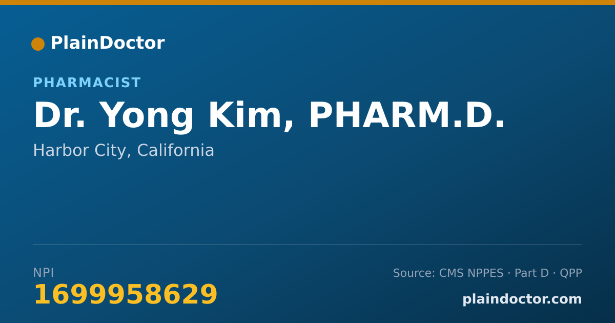 Shareable card for Yong Kim, PHARM.D. - Pharmacist, Harbor City, CA