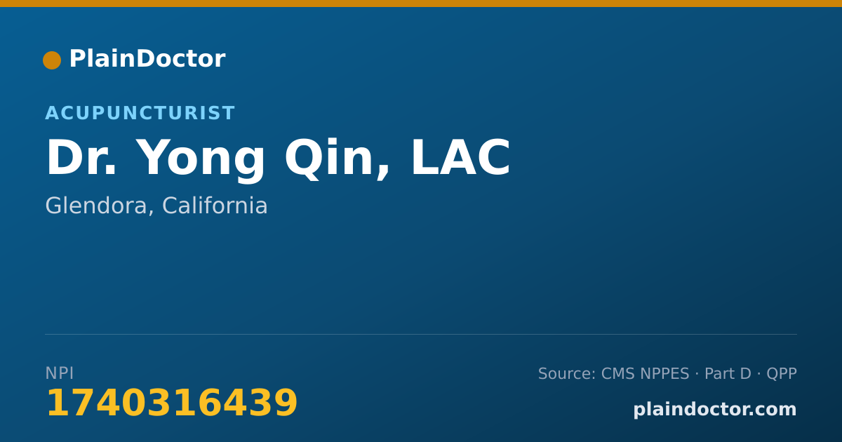 Shareable card for Yong Qin, LAC - Acupuncturist, Glendora, CA