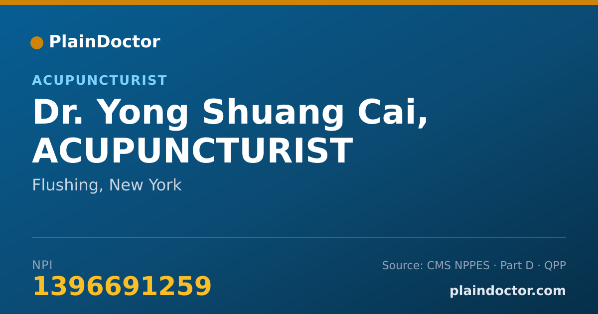 Shareable card for Yong Shuang Cai, ACUPUNCTURIST - Acupuncturist, Flushing, NY