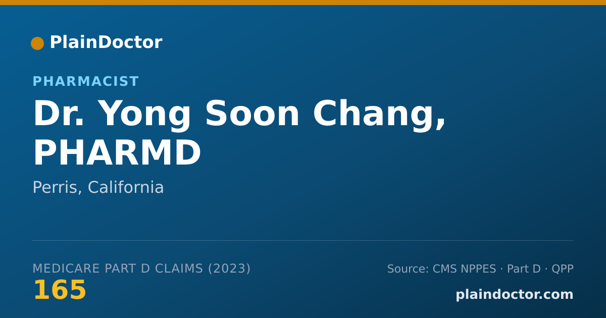 Shareable card for Yong Soon Chang, PHARMD - Pharmacist, Perris, CA
