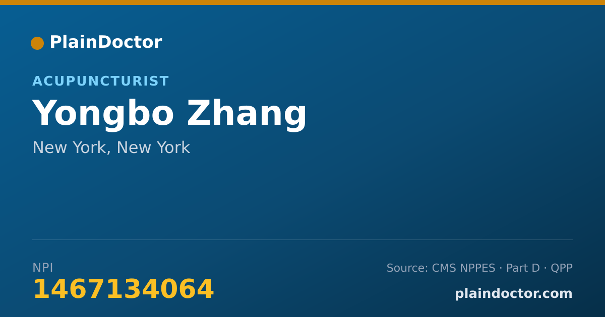 Shareable card for Yongbo Zhang - Acupuncturist, New York, NY