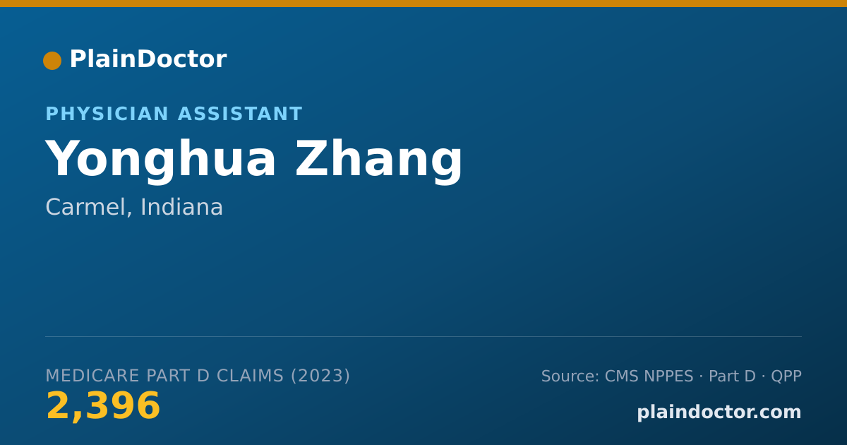 Shareable card for Yonghua Zhang - Physician Assistant, Carmel, IN