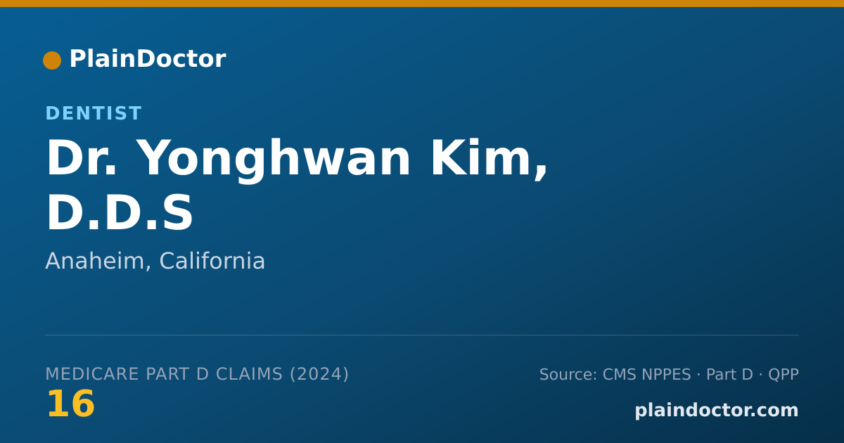 Shareable card for Yonghwan Kim, D.D.S - Dentist, Anaheim, CA