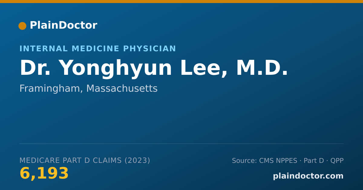 Shareable card for Yonghyun Lee, M.D. - Internal Medicine Physician, Framingham, MA