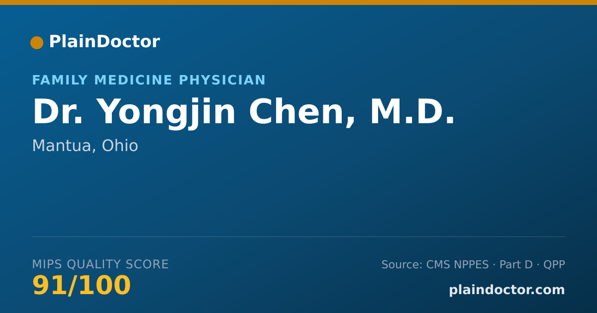 Shareable card for Yongjin Chen, M.D. - Family Medicine Physician, Mantua, OH