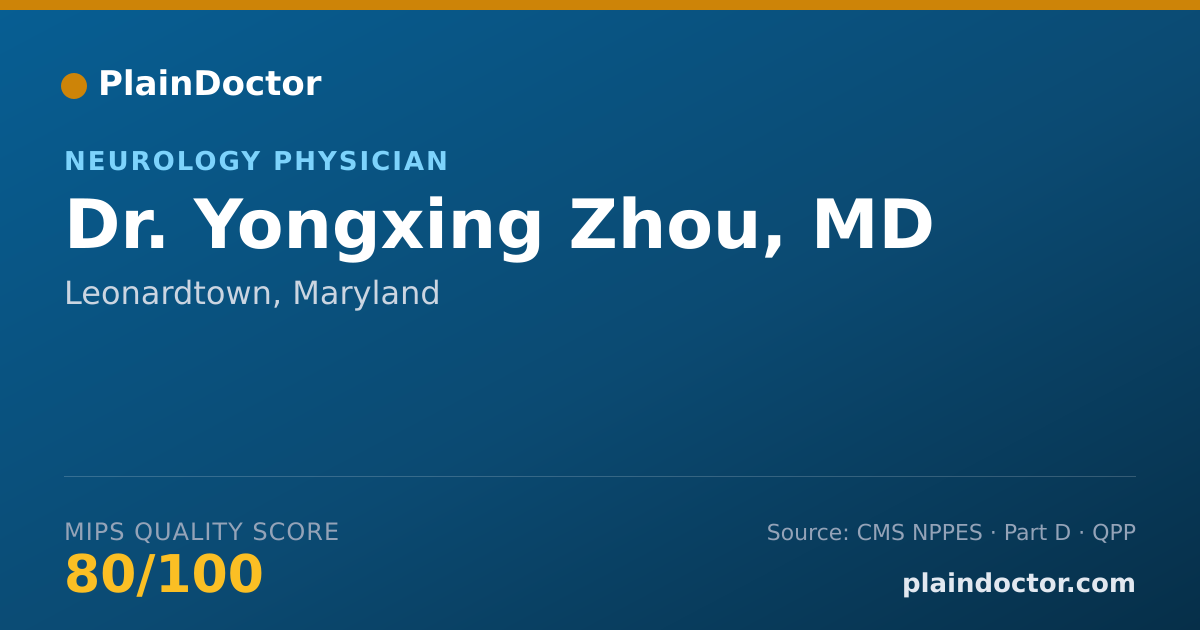 Shareable card for Yongxing Zhou, MD - Neurology Physician, Leonardtown, MD