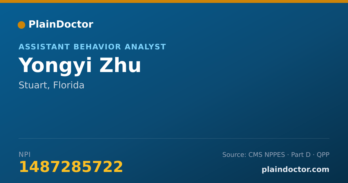Shareable card for Yongyi Zhu - Assistant Behavior Analyst, Stuart, FL