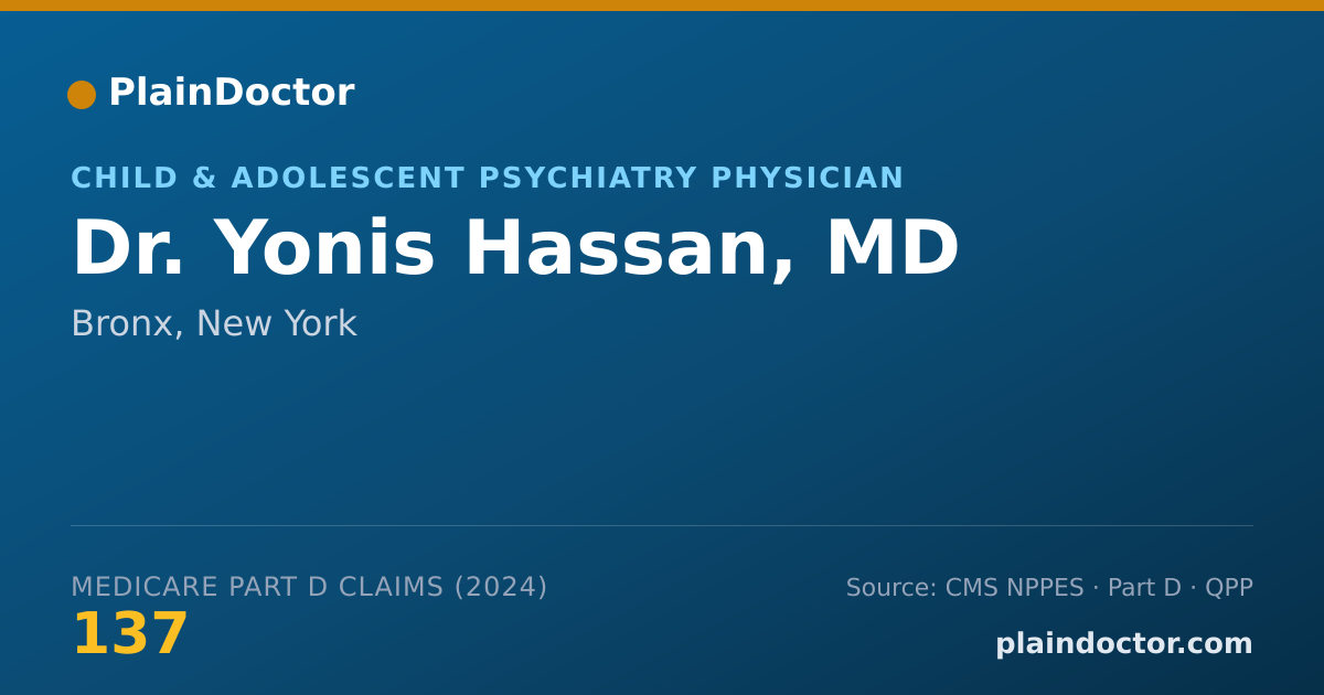 Shareable card for Yonis Hassan, MD - Child & Adolescent Psychiatry Physician, Bronx, NY