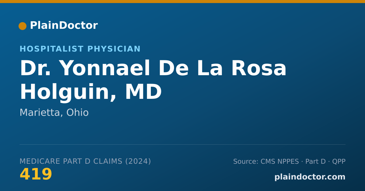 Shareable card for Yonnael De La Rosa Holguin, MD - Hospitalist Physician, Marietta, OH