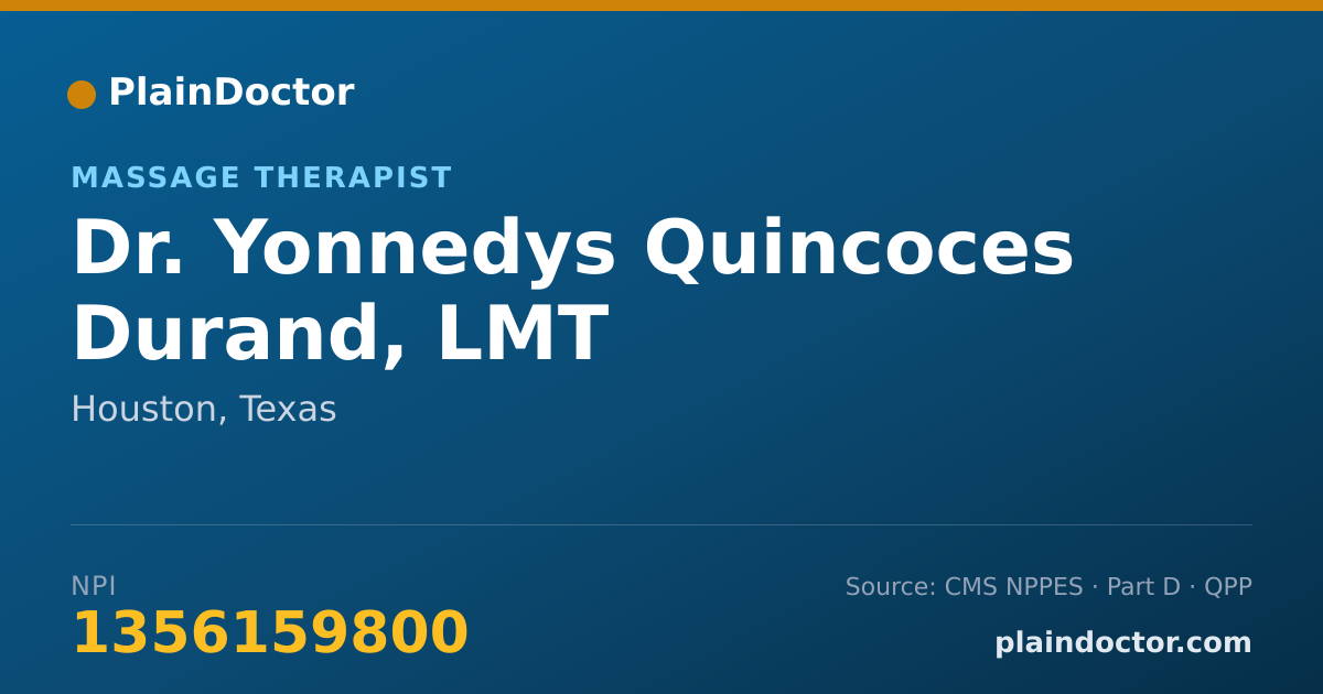 Shareable card for Yonnedys Quincoces Durand, LMT - Massage Therapist, Houston, TX