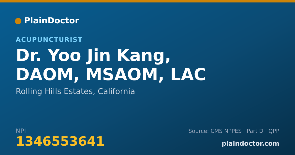 Shareable card for Yoo Jin Kang, DAOM, MSAOM, LAC - Acupuncturist, Rolling Hills Estates, CA