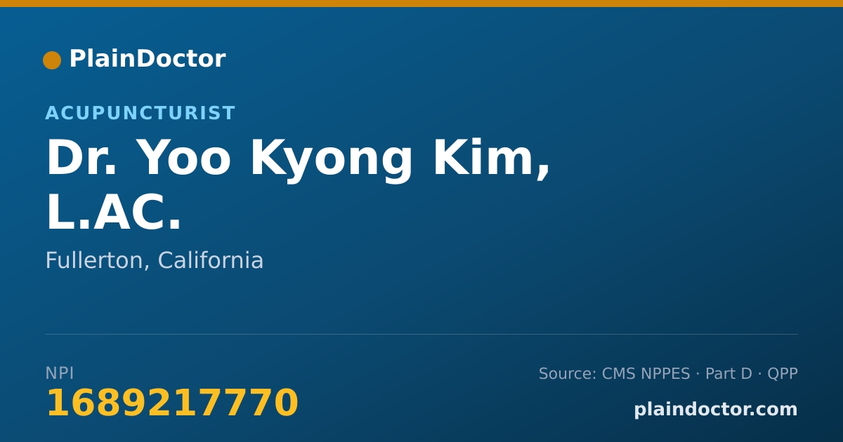 Shareable card for Yoo Kyong Kim, L.AC. - Acupuncturist, Fullerton, CA