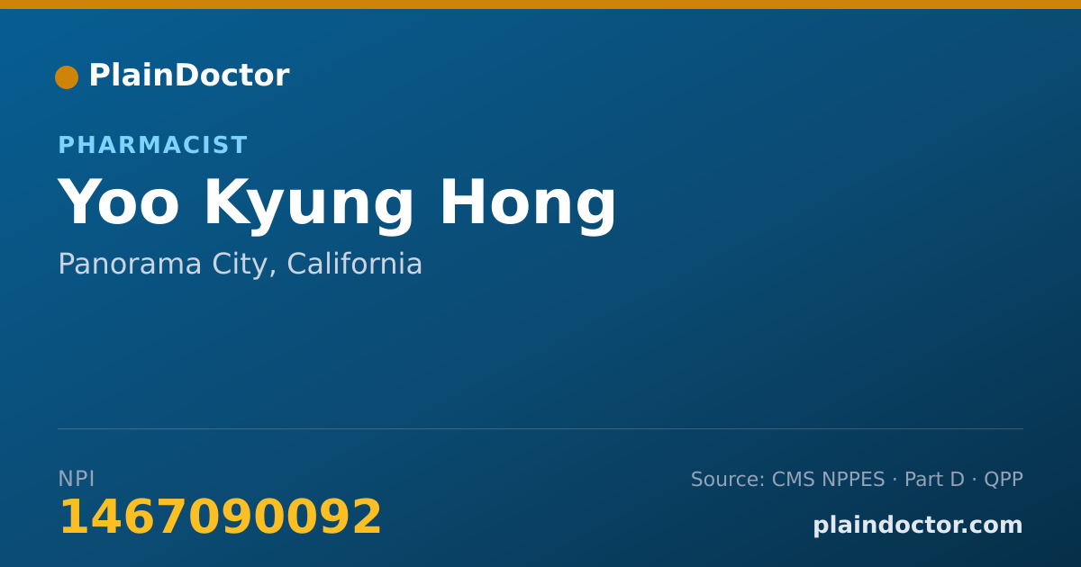 Shareable card for Yoo Kyung Hong - Pharmacist, Panorama City, CA