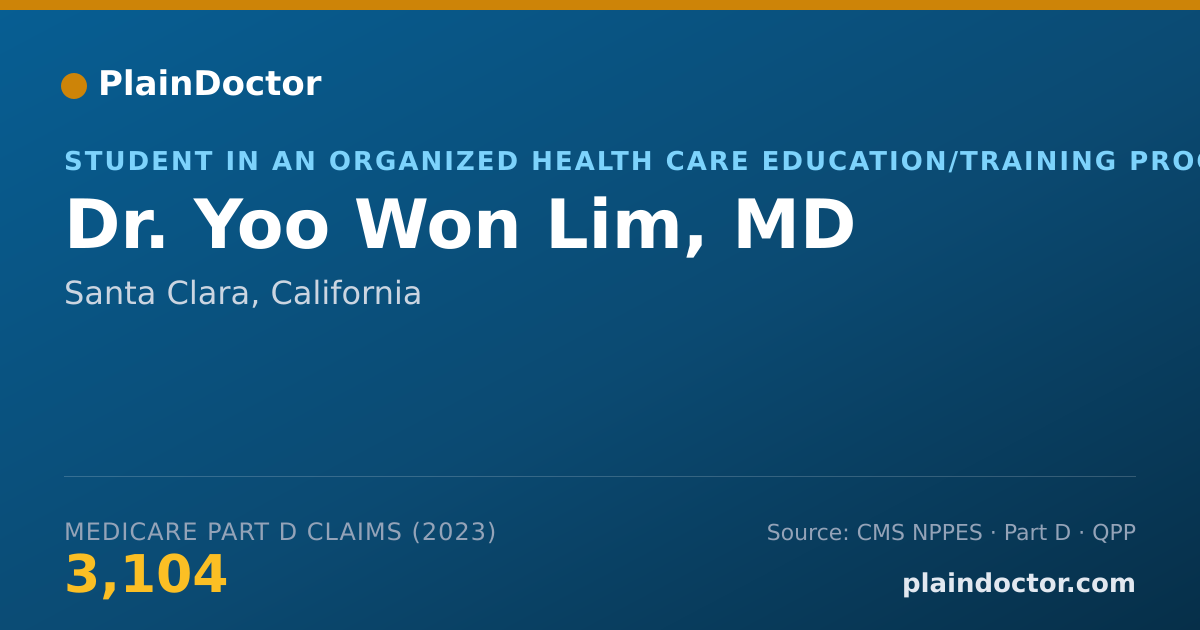 Shareable card for Yoo Won Lim, MD - Student in an Organized Health Care Education/Training Program, Santa Clara, CA
