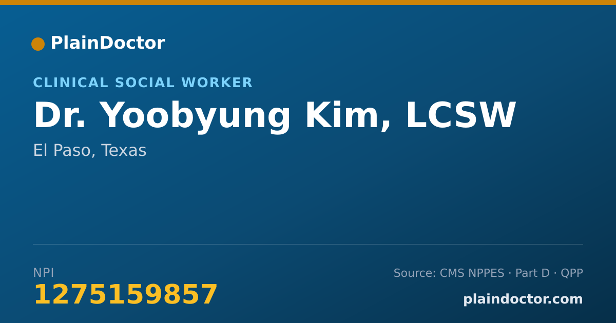 Shareable card for Yoobyung Kim, LCSW - Clinical Social Worker, El Paso, TX