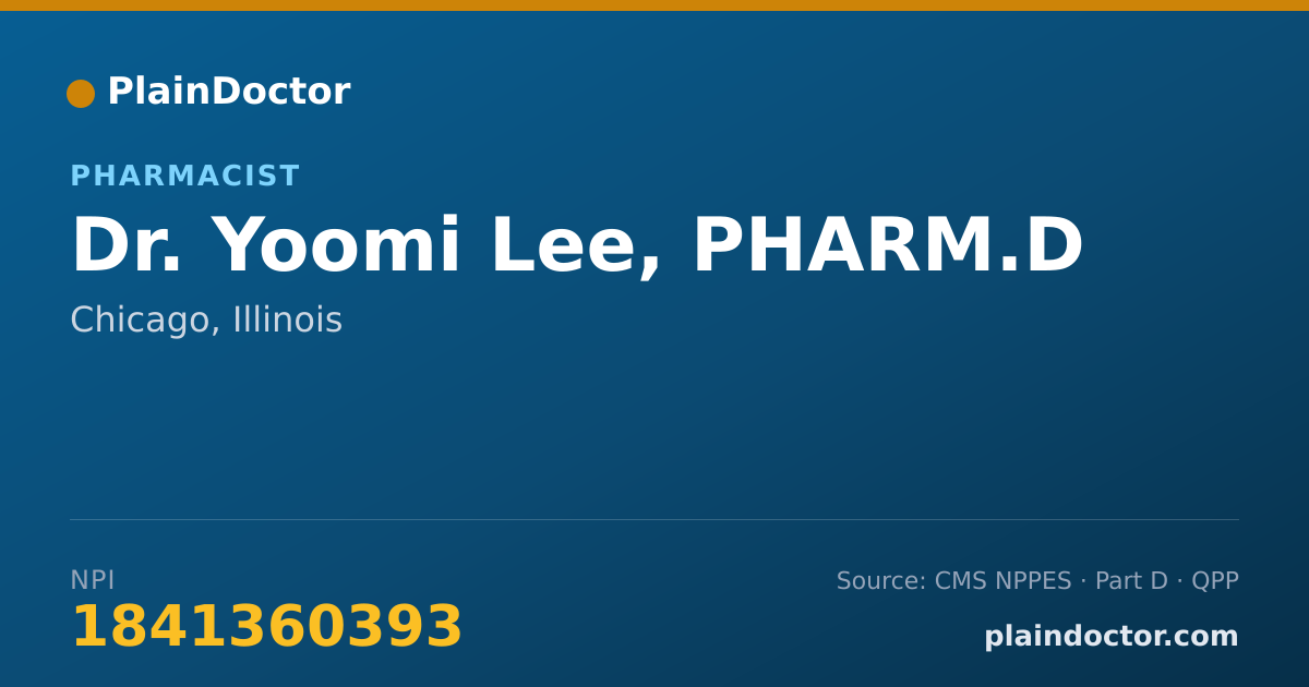 Shareable card for Yoomi Lee, PHARM.D - Pharmacist, Chicago, IL