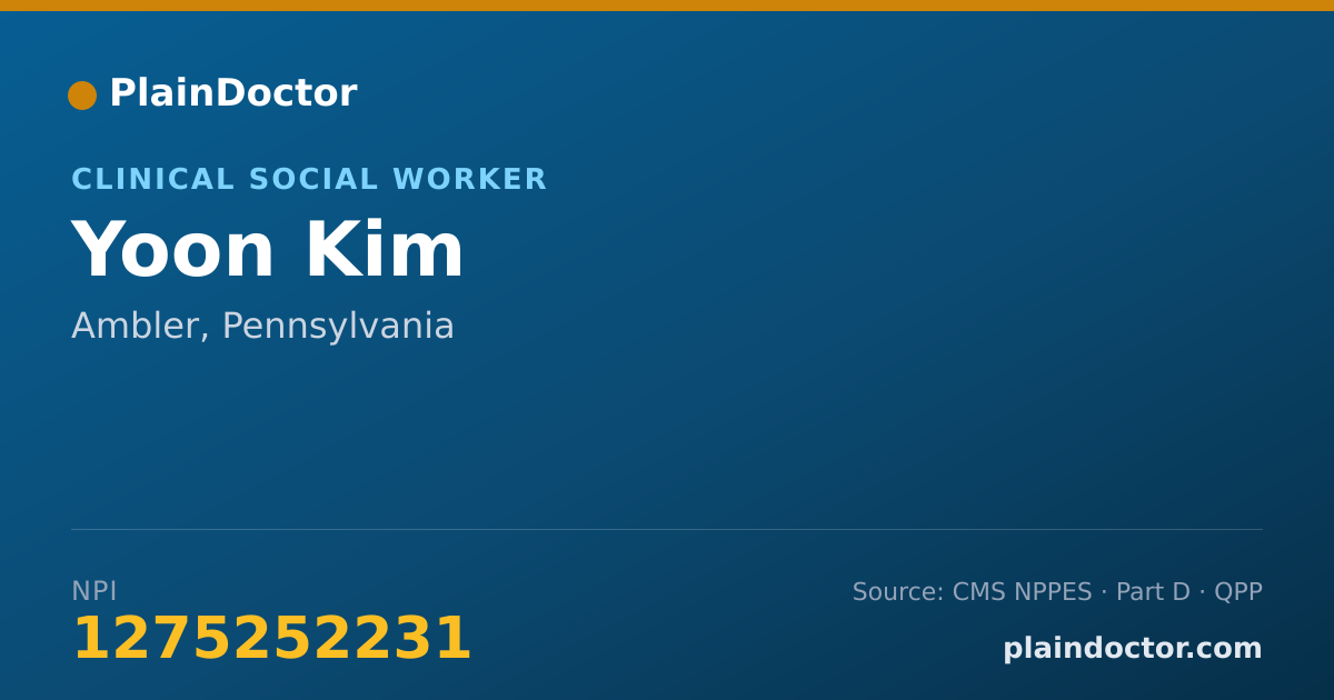 Shareable card for Yoon Kim - Clinical Social Worker, Ambler, PA