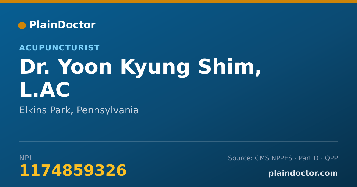 Shareable card for Yoon Kyung Shim, L.AC - Acupuncturist, Elkins Park, PA