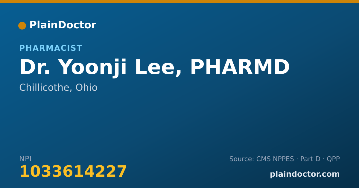 Shareable card for Yoonji Lee, PHARMD - Pharmacist, Chillicothe, OH