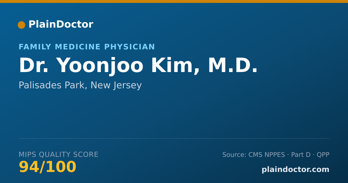 Shareable card for Yoonjoo Kim, M.D. - Family Medicine Physician, Palisades Park, NJ