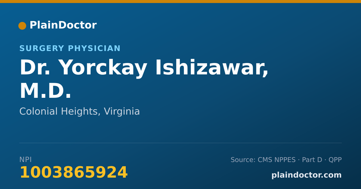 Shareable card for Yorckay Ishizawar, M.D. - Surgery Physician, Colonial Heights, VA