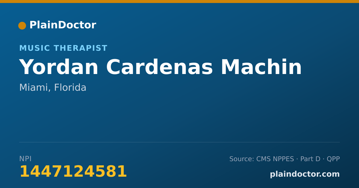 Shareable card for Yordan Cardenas Machin - Music Therapist, Miami, FL