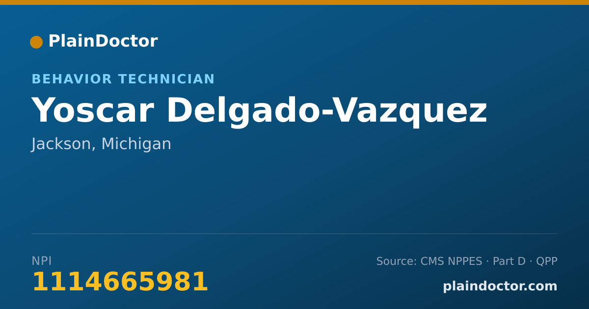 Shareable card for Yoscar Delgado-Vazquez - Behavior Technician, Jackson, MI