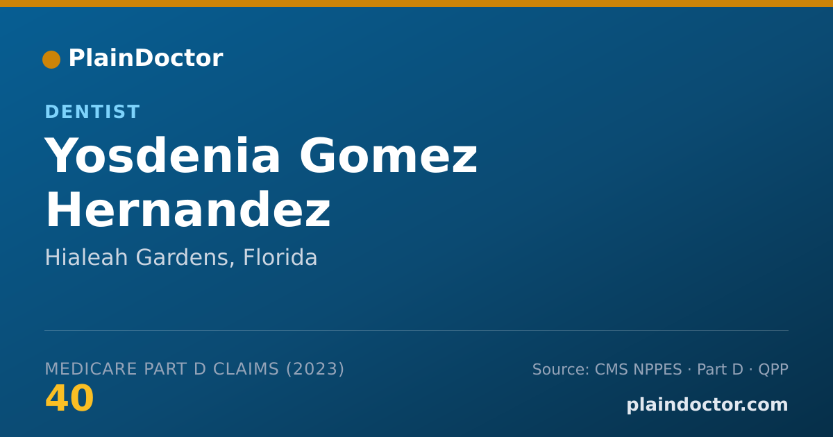 Shareable card for Yosdenia Gomez Hernandez - Dentist, Hialeah Gardens, FL