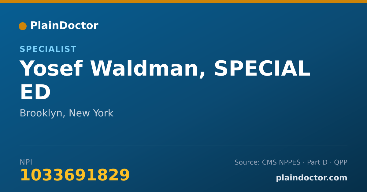Shareable card for Yosef Waldman, SPECIAL ED - Specialist, Brooklyn, NY