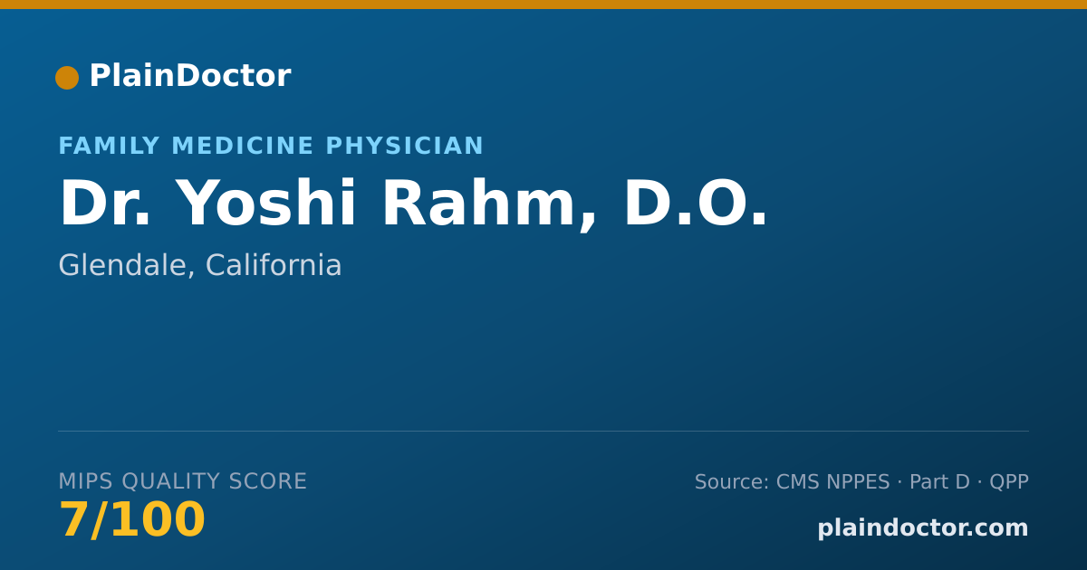 Shareable card for Yoshi Rahm, D.O. - Family Medicine Physician, Glendale, CA
