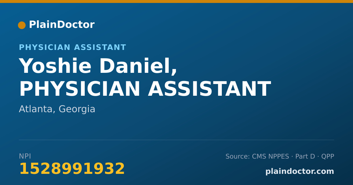 Shareable card for Yoshie Daniel, PHYSICIAN ASSISTANT - Physician Assistant, Atlanta, GA