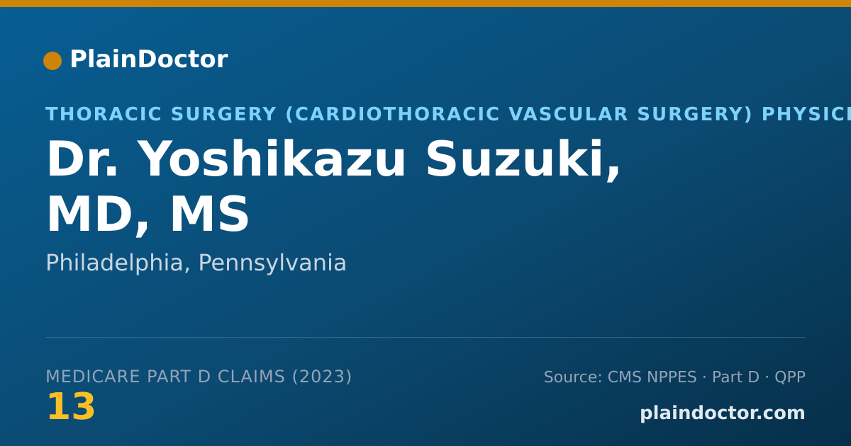 Shareable card for Yoshikazu Suzuki, MD, MS - Thoracic Surgery (Cardiothoracic Vascular Surgery) Physician, Philadelphia, PA