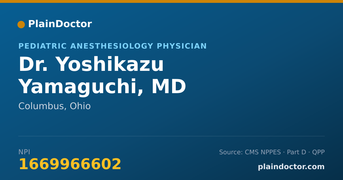 Shareable card for Yoshikazu Yamaguchi, MD - Pediatric Anesthesiology Physician, Columbus, OH