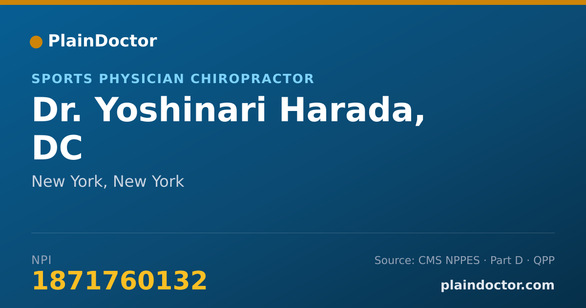 Shareable card for Yoshinari Harada, DC - Sports Physician Chiropractor, New York, NY