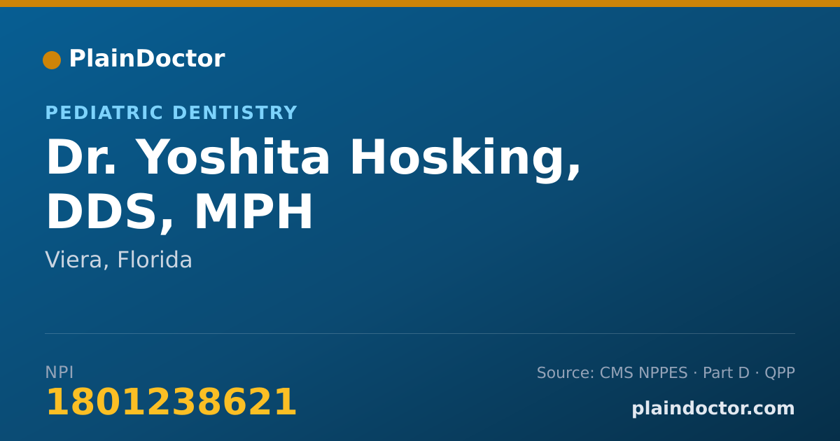 Shareable card for Yoshita Hosking, DDS, MPH - Pediatric Dentistry, Viera, FL