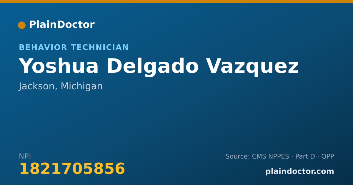 Shareable card for Yoshua Delgado Vazquez - Behavior Technician, Jackson, MI