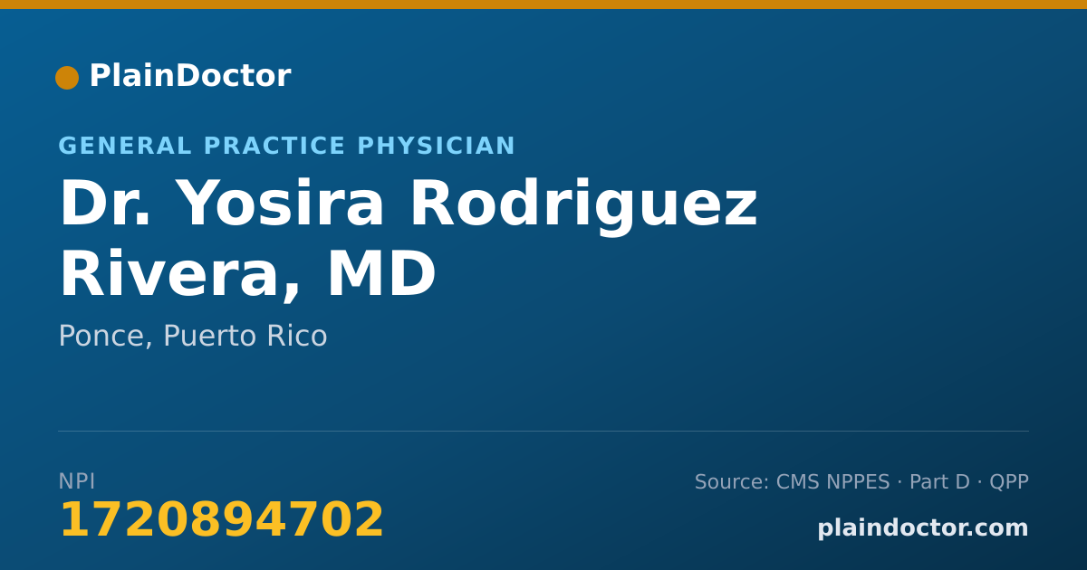 Shareable card for Yosira Rodriguez Rivera, MD - General Practice Physician, Ponce, PR