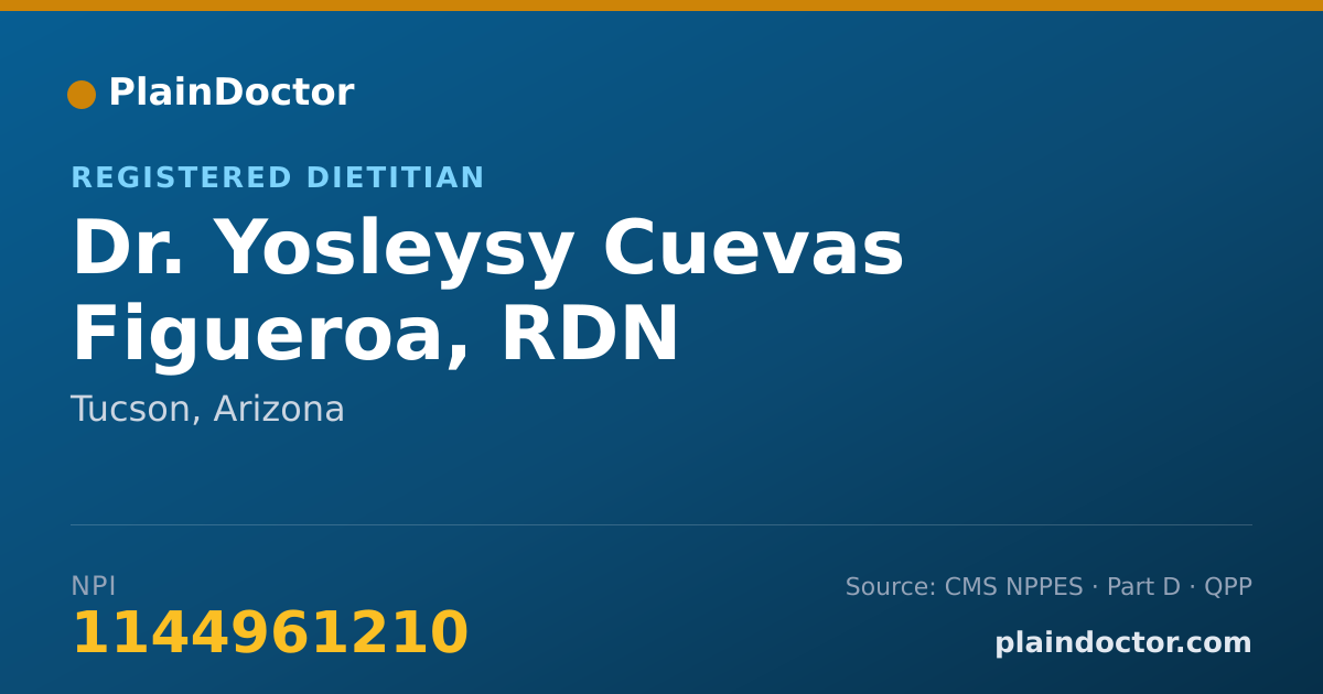 Shareable card for Yosleysy Cuevas Figueroa, RDN - Registered Dietitian, Tucson, AZ
