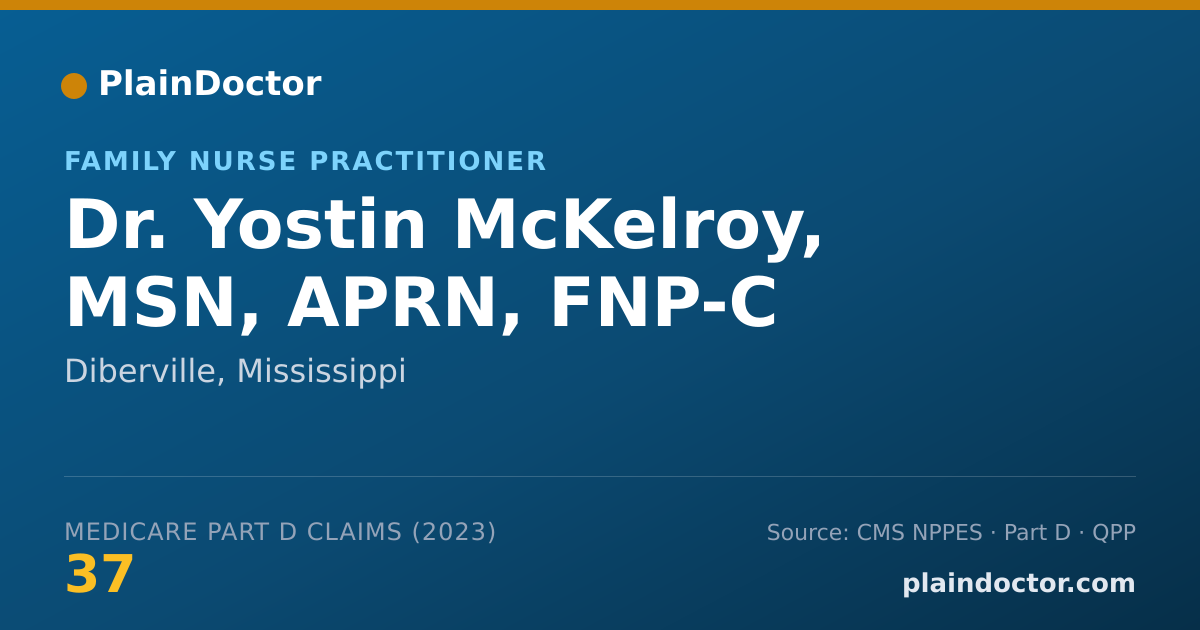 Shareable card for Yostin McKelroy, MSN, APRN, FNP-C - Family Nurse Practitioner, Diberville, MS