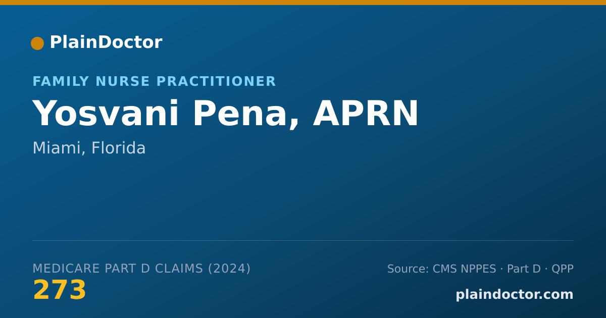 Shareable card for Yosvani Pena, APRN - Family Nurse Practitioner, Miami, FL