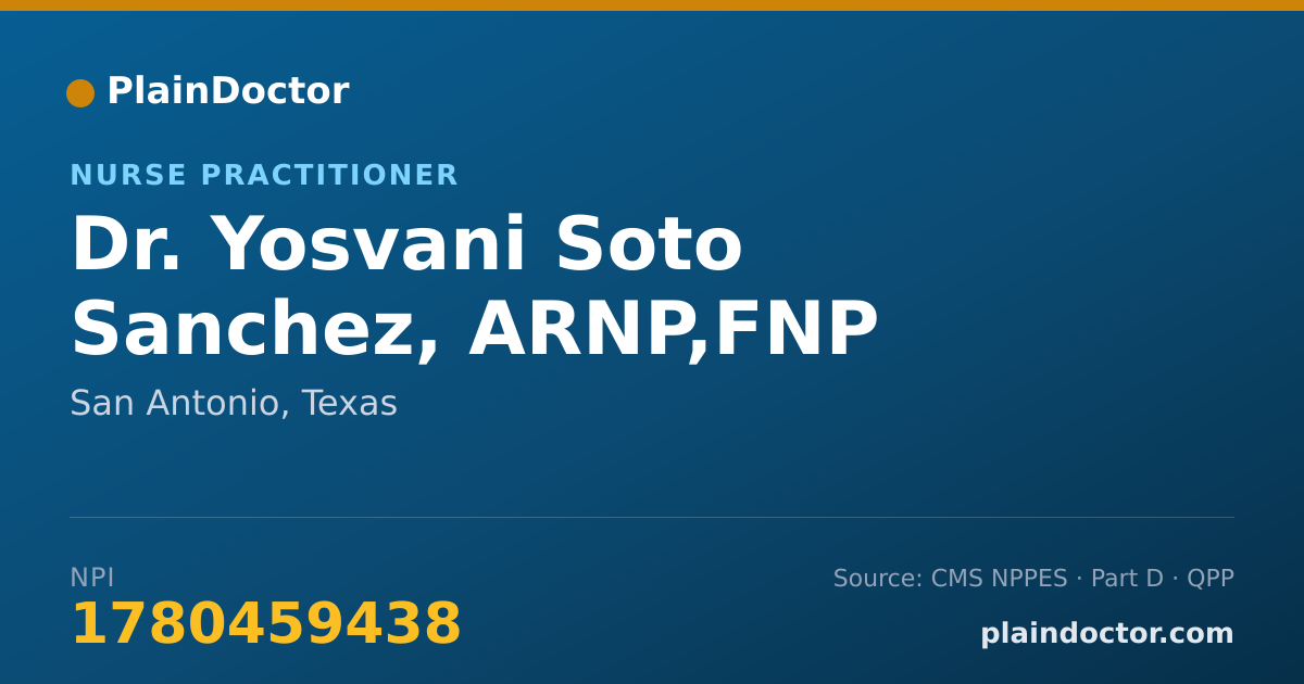 Shareable card for Yosvani Soto Sanchez, ARNP,FNP - Nurse Practitioner, San Antonio, TX