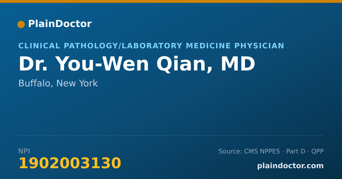 Shareable card for You-Wen Qian, MD - Clinical Pathology/Laboratory Medicine Physician, Buffalo, NY