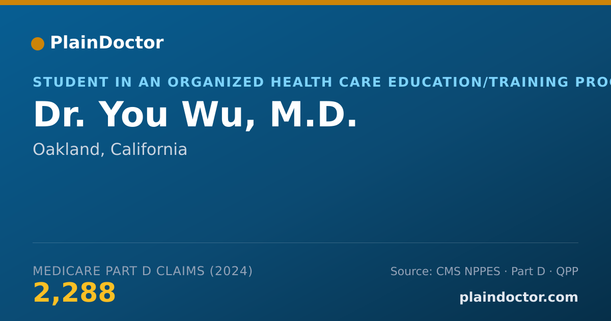 Shareable card for You Wu, M.D. - Student in an Organized Health Care Education/Training Program, Oakland, CA