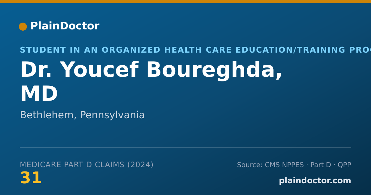 Shareable card for Youcef Boureghda, MD - Student in an Organized Health Care Education/Training Program, Bethlehem, PA